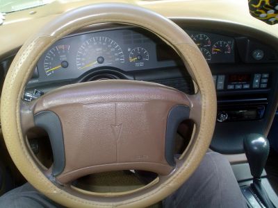 Steering wheel
One casualty of wear and tear was the original, leather covered steering wheel which also had a plethora of radio control buttons. Since the blinker switch was also destroyed in it, I replaced the steering column with this one. 
Keywords: Column